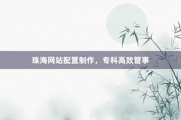 珠海网站配置制作，专科高效管事